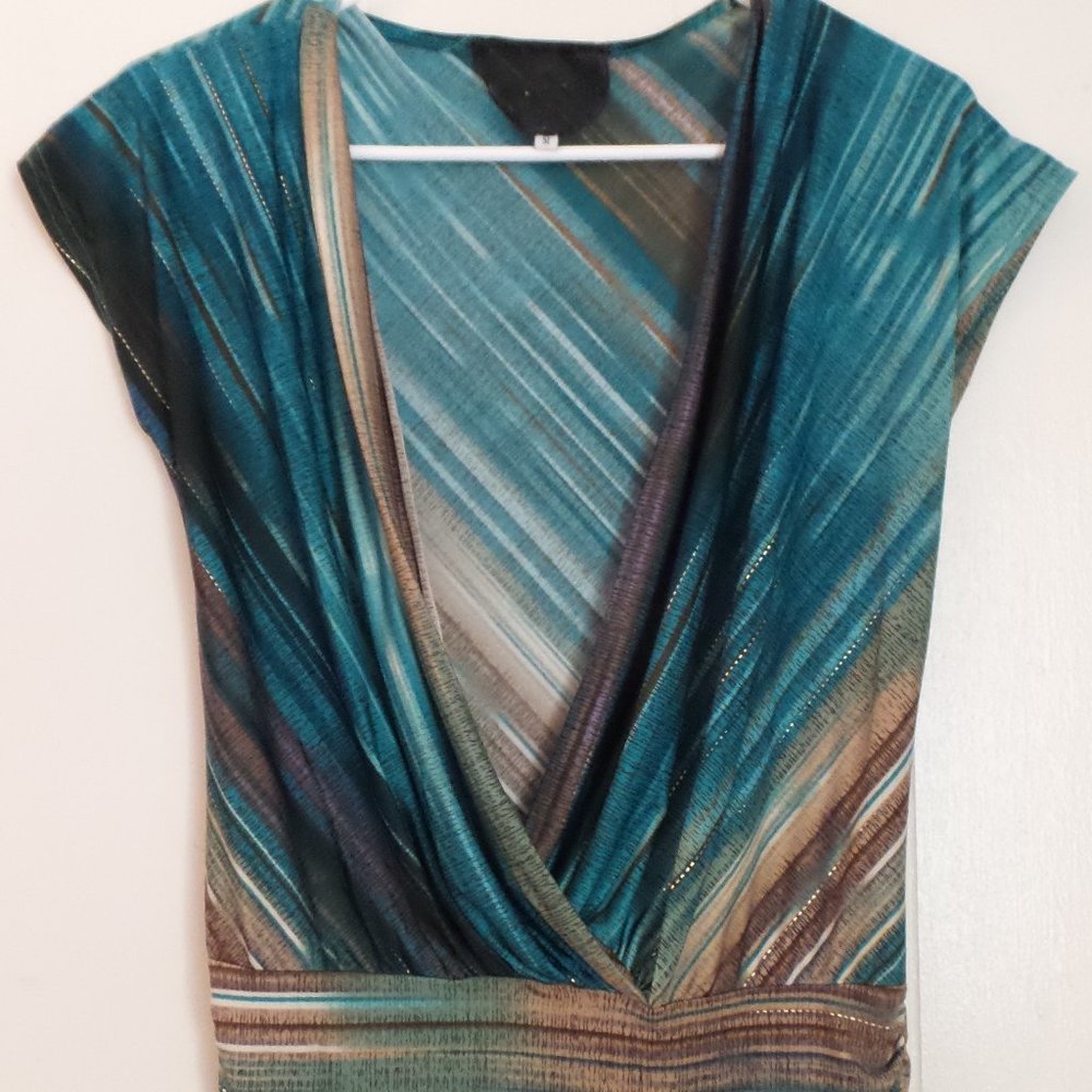 Women’s Short Sleeve Blouse Colorful Top Medium M
